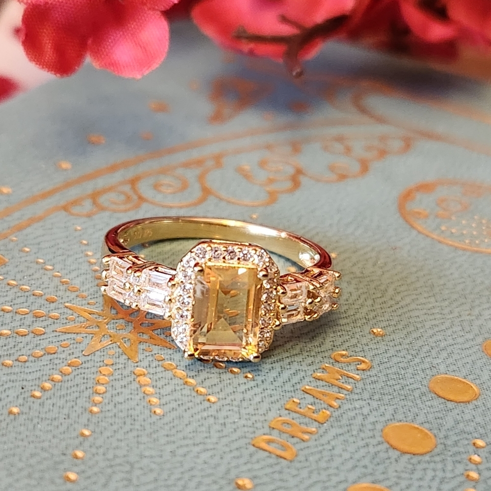 Citrine in 18k Gold over Sterling Ring, Size 6